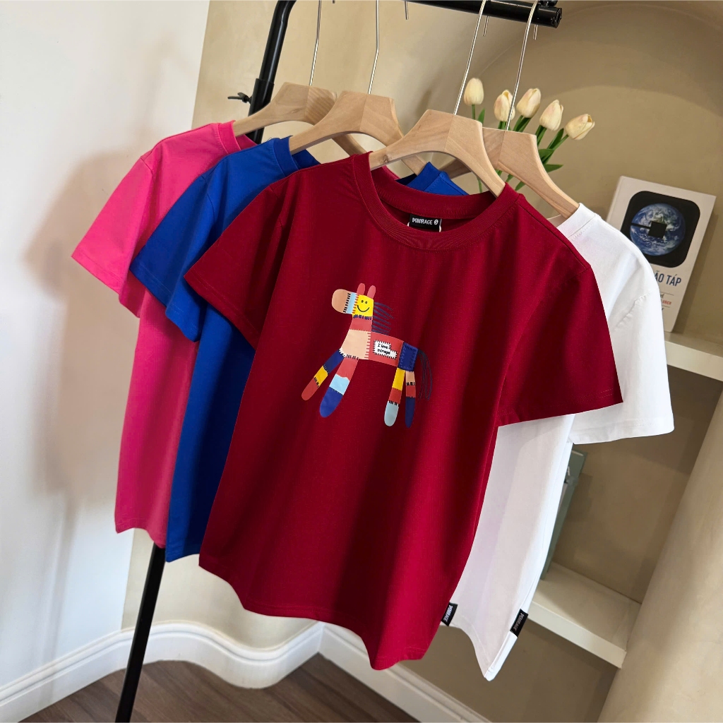 Áo Thun Mirage In Họa Tiết Ngựa Nổi Bật Chất 100% Cotton Mềm Mịn Thoáng Mát.