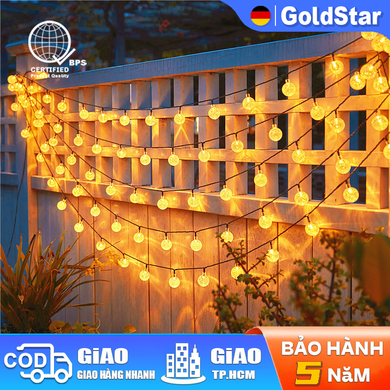 Goldstar Dây đèn led bi bọt năng lượng mặt trời (thấm nước) trang trí sân vườn ngoài trời