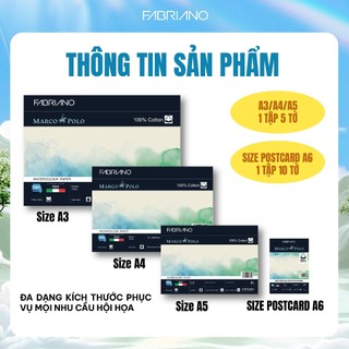 [Hỏa tốc HCM] Giấy vẽ hạng họa sĩ - Fabriano Marco Polo 100% cotton