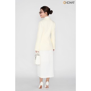 Áo Blazer Nữ 𝐂𝐂𝐇𝐀𝐓 Dáng Dài Vest Classic Cổ Ve Chất Liệu Dạ Cao Cấp 25EHS2006ST