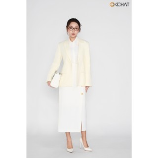 Áo Blazer Nữ 𝐂𝐂𝐇𝐀𝐓 Dáng Dài Vest Classic Cổ Ve Chất Liệu Dạ Cao Cấp 25EHS2006ST