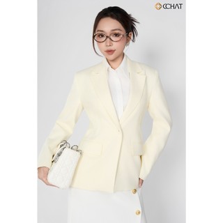 Áo Blazer Nữ 𝐂𝐂𝐇𝐀𝐓 Dáng Dài Vest Classic Cổ Ve Chất Liệu Dạ Cao Cấp 25EHS2006ST