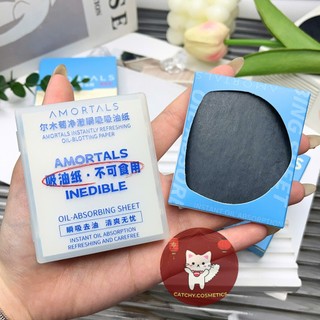 [AMORTALS] Giấy Thấm Dầu AMORTALS Dạng Bông Mút Kèm Gương, Oil-Blotting Paper, 43,9g