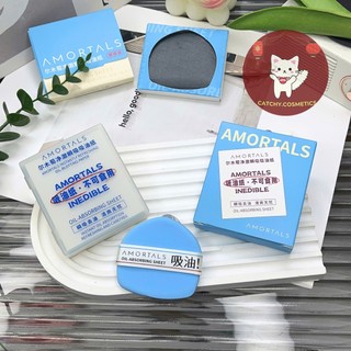 [AMORTALS] Giấy Thấm Dầu AMORTALS Dạng Bông Mút Kèm Gương, Oil-Blotting Paper, 43,9g