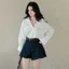Quần short jean nữ GILLEE ống rộng xếp ly xoè 2 bên, quần jean ngắn trẻ trung mặc hè siêu mát FQJ056