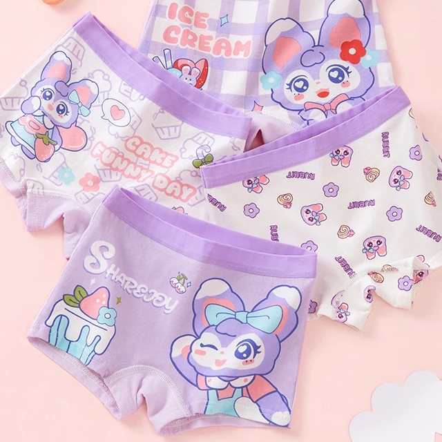 [Peinn] Combo 4 quần chíp đùi cho bé gái họa tiết Ice Cream Cotton dễ thương, quần lót tam giác mềm mịn thoáng khí