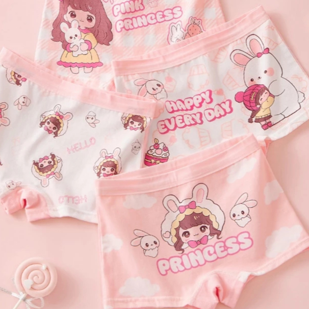 [Peinn] Combo 4 quần chíp đùi cho bé gái họa tiết Ice Cream Cotton dễ thương, quần lót tam giác mềm mịn thoáng khí