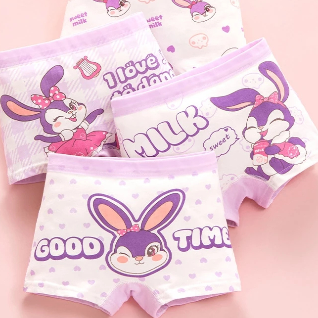 [Peinn] Combo 4 quần chíp đùi cho bé gái họa tiết Ice Cream Cotton dễ thương, quần lót tam giác mềm mịn thoáng khí