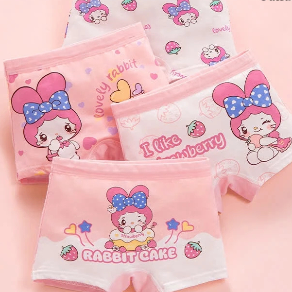 [Peinn] Combo 4 quần chíp đùi cho bé gái họa tiết Ice Cream Cotton dễ thương, quần lót tam giác mềm mịn thoáng khí