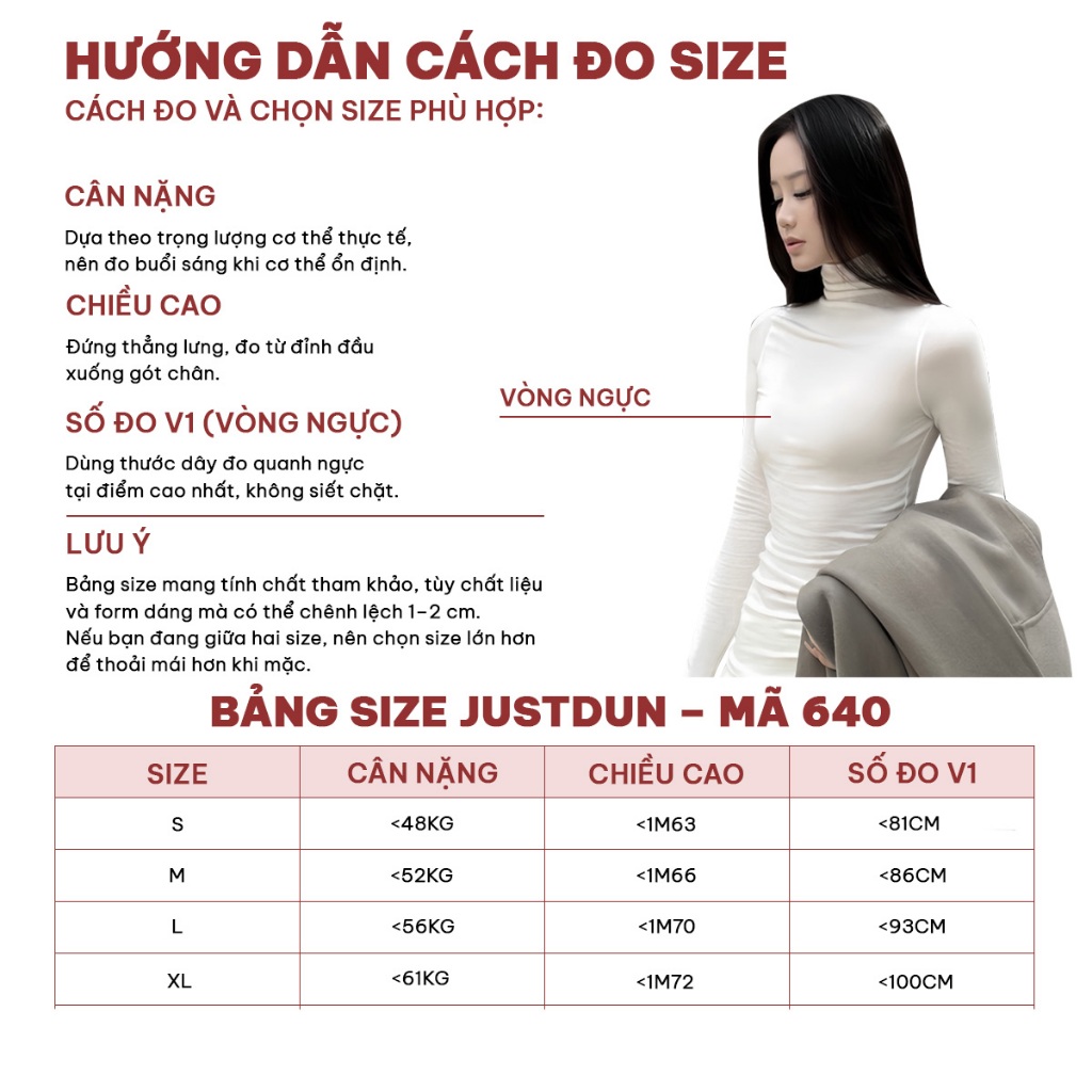 [BẢN MỚI LÓT LÔNG ] Áo Thun Nữ Ôm Body JUSTDUN 640 -Cotton Lông Mịn Cao Cấp, Cổ Cao