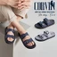 Dép da Corvin Earo quai ngang đôi 2 khóa da Microfiber đế đệm cao su form công thái học êm chân chống thấm thoáng mùi