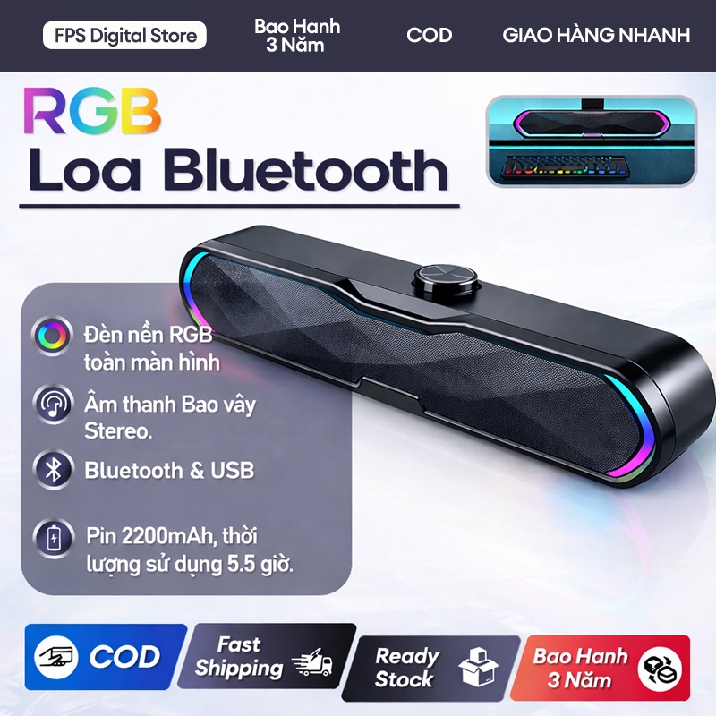 FPS RGB Loa Thanh Soundbar Bluetooth Công Suất 10W Bass Trầm Mạnh Mẽ ...