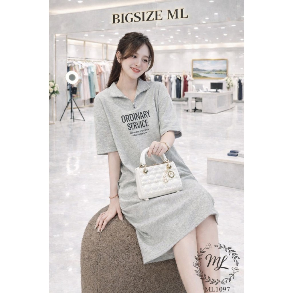 ĐẦM ML1097 – ĐẦM BIGSIZE SUÔNG CỔ KÉO KHÓA NĂNG ĐỘNG 55–90KG 👗