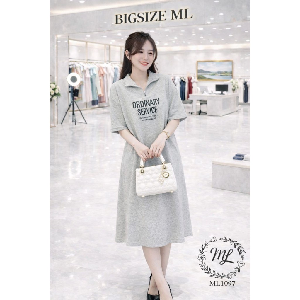 ĐẦM ML1097 – ĐẦM BIGSIZE SUÔNG CỔ KÉO KHÓA NĂNG ĐỘNG 55–90KG 👗