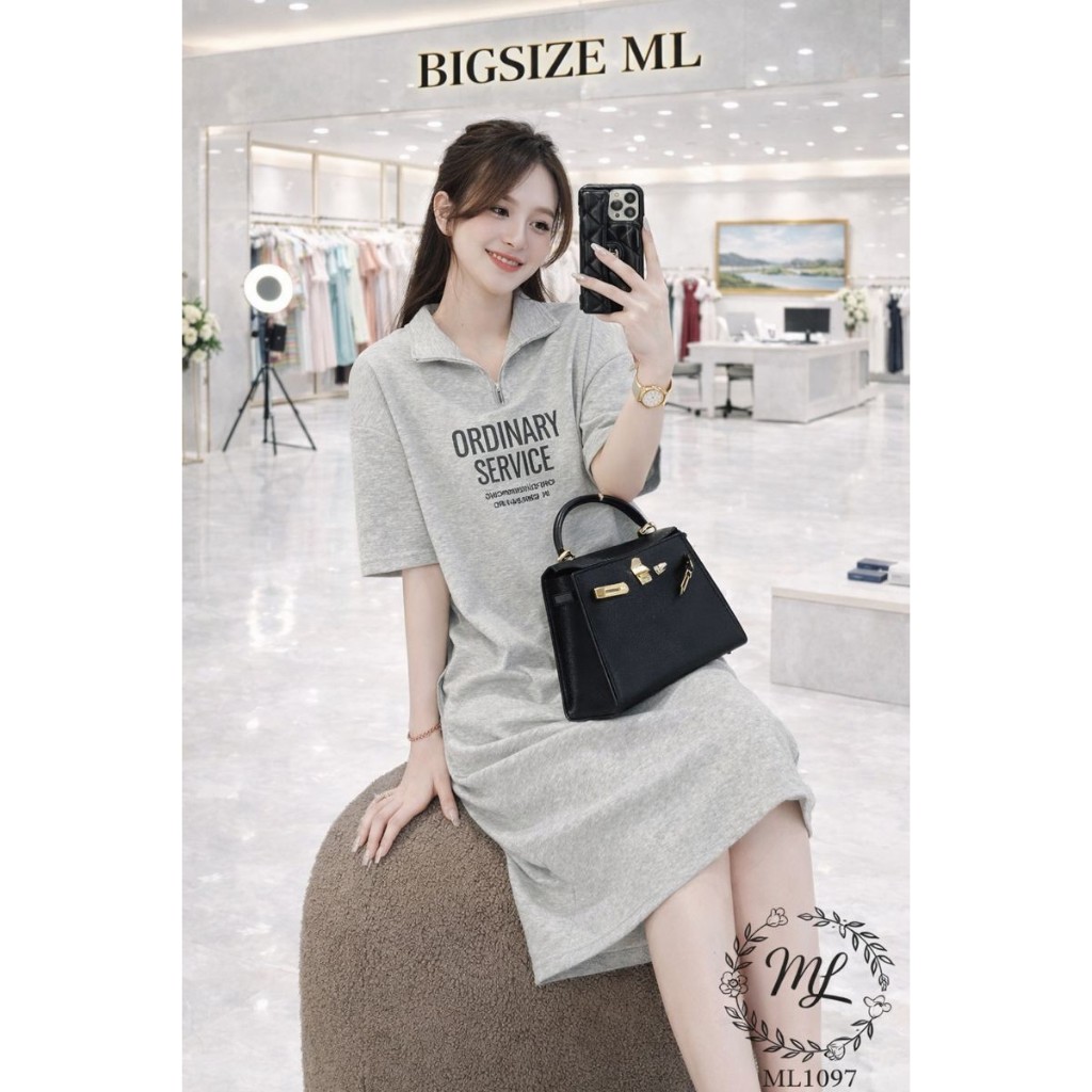 ĐẦM ML1097 – ĐẦM BIGSIZE SUÔNG CỔ KÉO KHÓA NĂNG ĐỘNG 55–90KG 👗