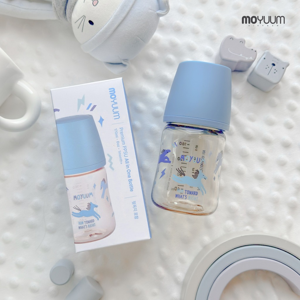 Bình sữa PPSU Moyuum - Mẫu Ngựa xanh - Thế hệ 3 - 170/270ml