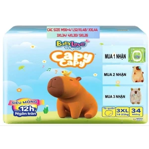 Tã quần Baby love Capy size L52, XL48, XXL44, XXXL34, 4XL30,5XL26