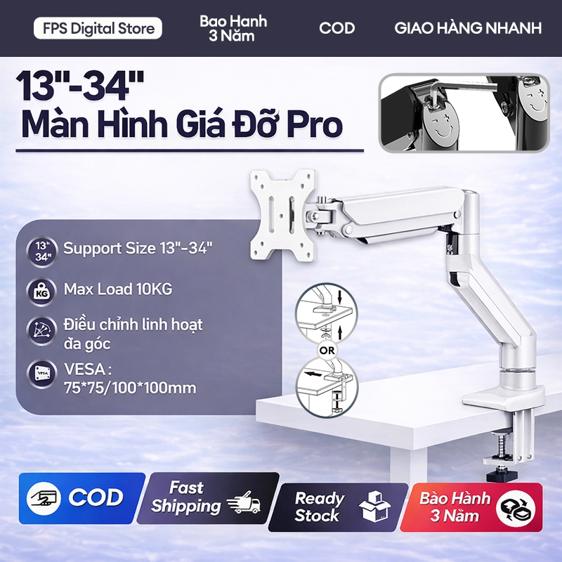 Arm Màn Hình Giá Đỡ Màn Hình Trắng/đen 1334 Inch 210KG Xoay 360° Điều Chỉnh Đa Hướng - Hình ảnh thực tế