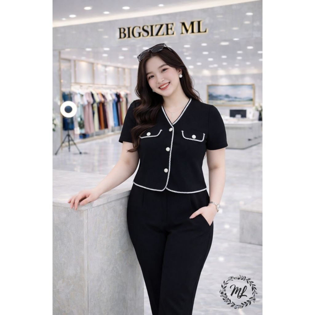 SÉT BD547 – SÉT BIGSIZE VIỀN NỔI THANH LỊCH SANG TRỌNG 55–90KG 👗