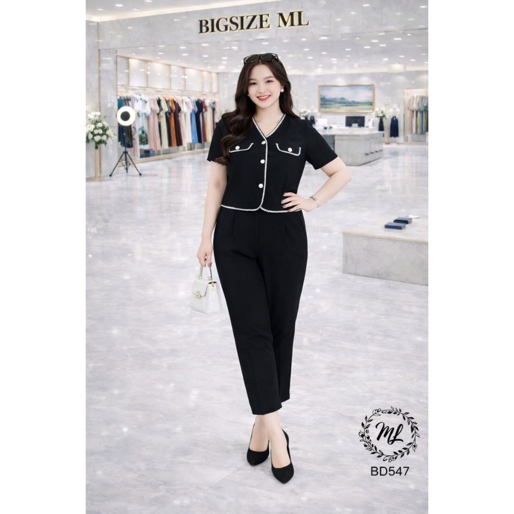 SÉT BD547 – SÉT BIGSIZE VIỀN NỔI THANH LỊCH SANG TRỌNG 55–90KG 👗