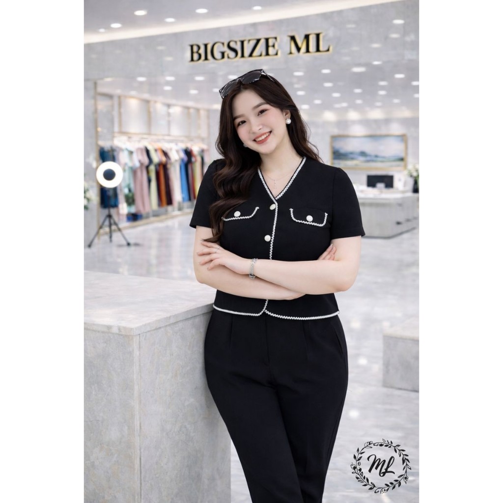SÉT BD547 – SÉT BIGSIZE VIỀN NỔI THANH LỊCH SANG TRỌNG 55–90KG 👗