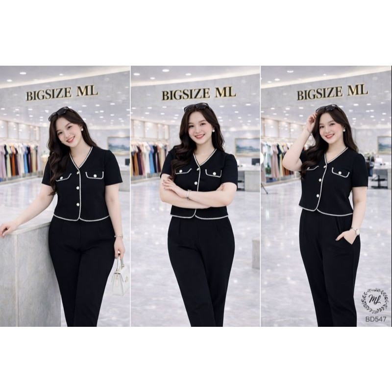SÉT BD547 – SÉT BIGSIZE VIỀN NỔI THANH LỊCH SANG TRỌNG 55–90KG 👗