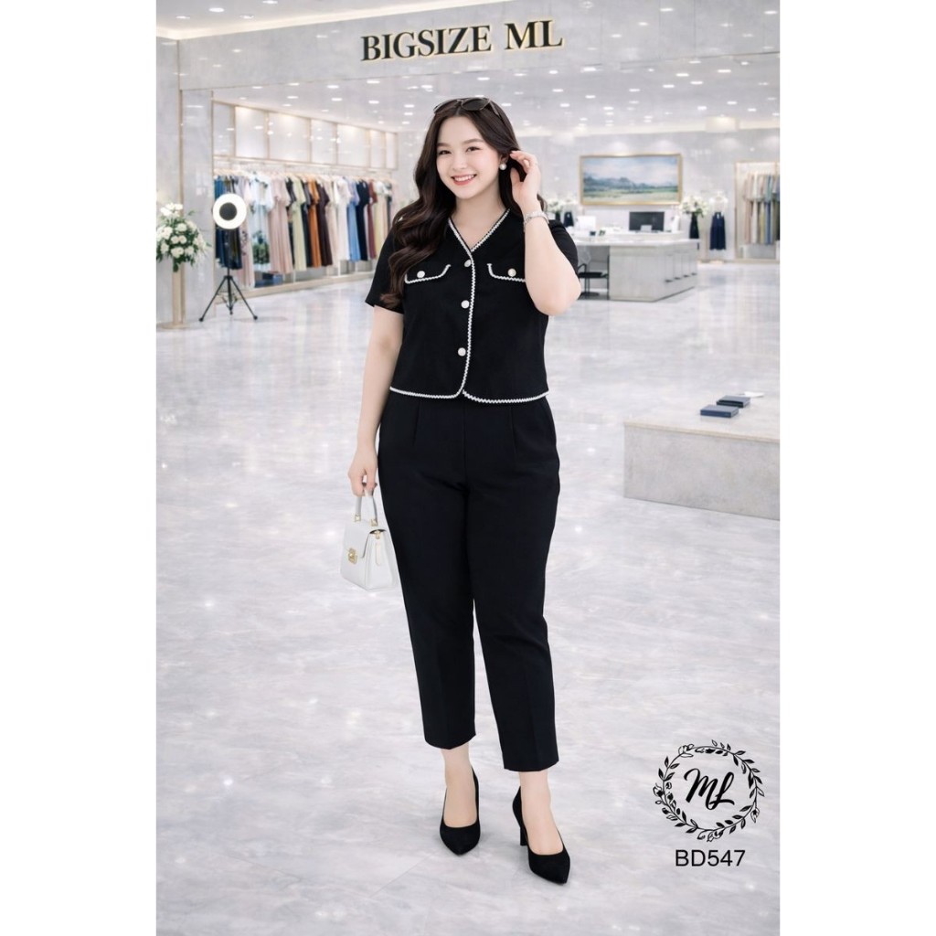 SÉT BD547 – SÉT BIGSIZE VIỀN NỔI THANH LỊCH SANG TRỌNG 55–90KG 👗