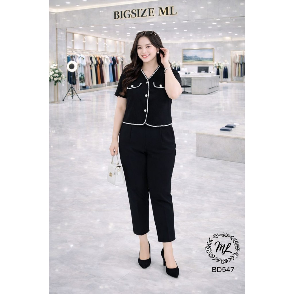 SÉT BD547 – SÉT BIGSIZE VIỀN NỔI THANH LỊCH SANG TRỌNG 55–90KG 👗