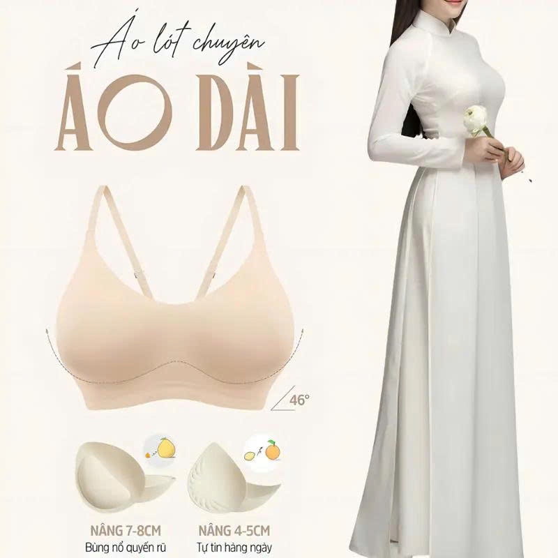 Áo Lót Su Đúc Không Gọng Nâng Ngực 5cm Siêu Đẩy Tạo Khe Tặng Kèm Mút Mỏng Mặc Áo Dài A27