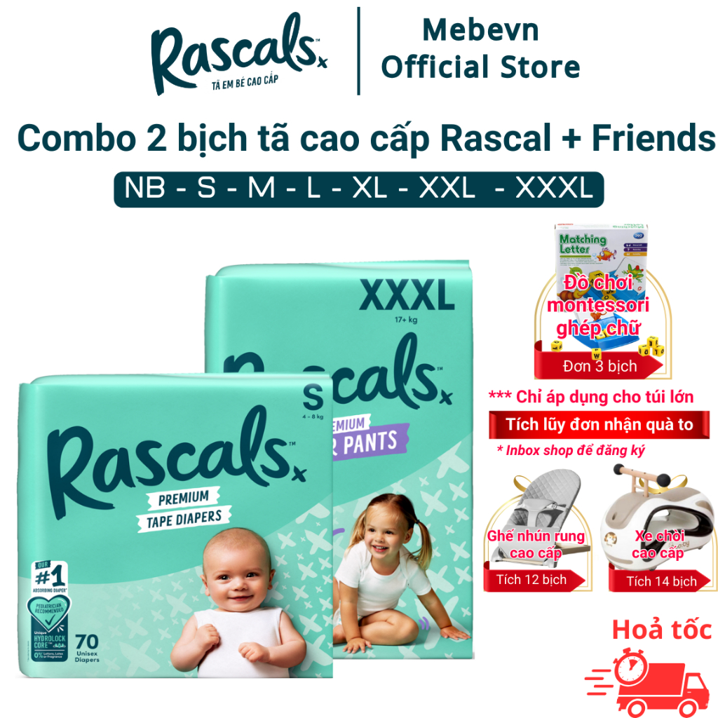 Combo 2 bỉm rascal friend, tã rascal and friend NewZealand, bỉm tã ...