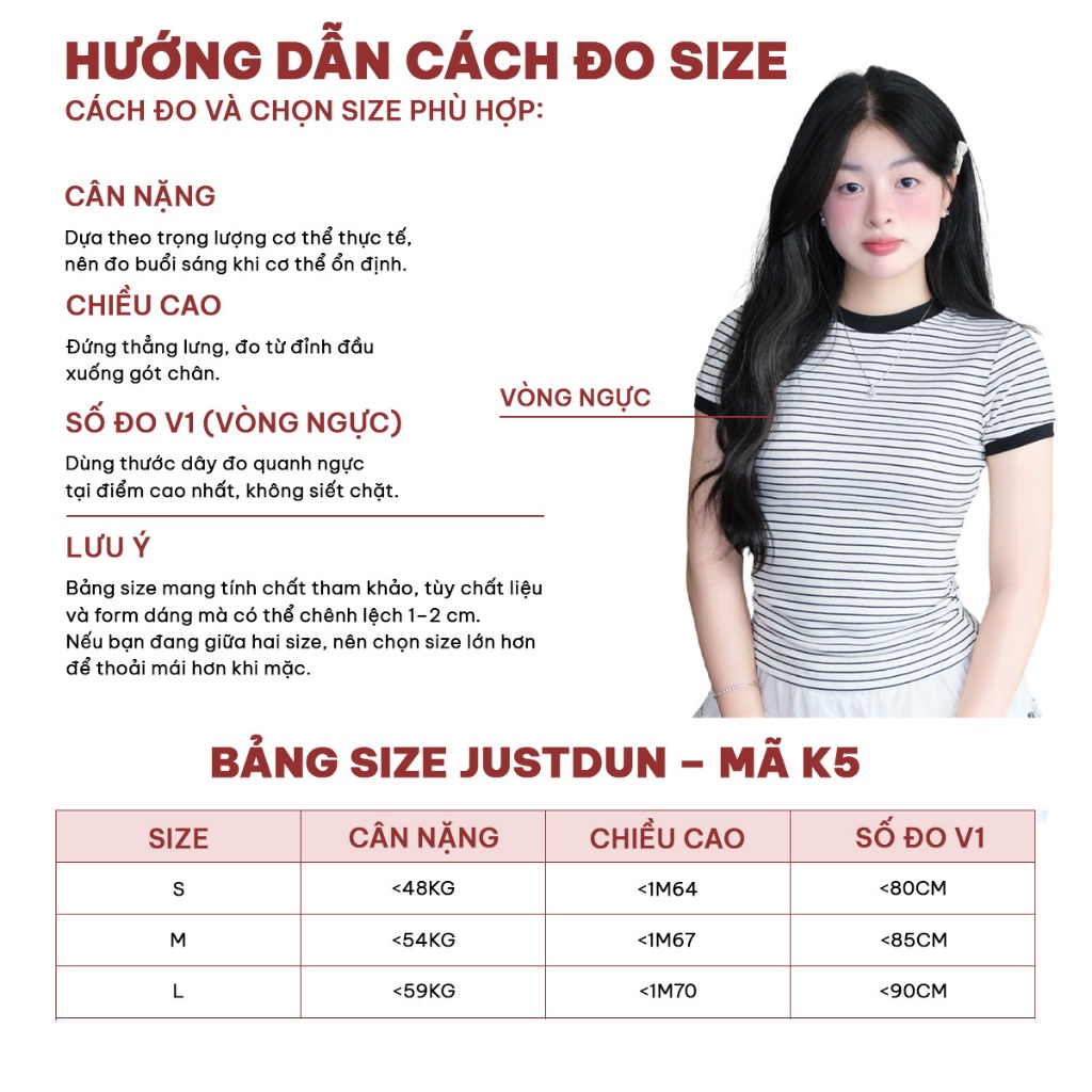 [Hàng Loại 1] Áo Thun Ôm Kẻ Sọc Nữ JUSTDUN K5 - Chất Cotton Mịn, Co Giãn, Tôn Dáng, Thoải Mái