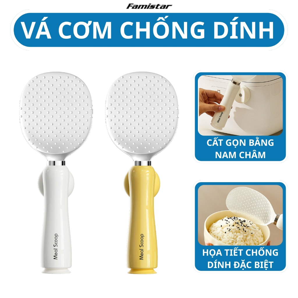 Vá Bới Cơm Chống Dính Thông Minh Famistar / Muỗng Múc Cơm / Thìa Xới Cơm Chống Dính  – Từ Tính & Đế Hít