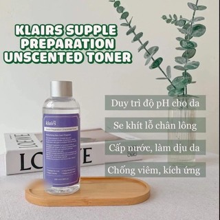 Nước hoa hồng Klairs toner klairs Supple Preparation Unscented toner Klairs làm dịu da 180ml - Kosmi Beauty