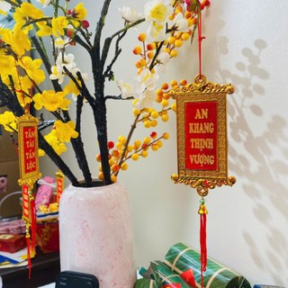 Set Khánh Liễng Treo Tết 2026 – Dây Treo Nhung Đỏ Trang Trí Cành Mai, Cành Đào May Mắn