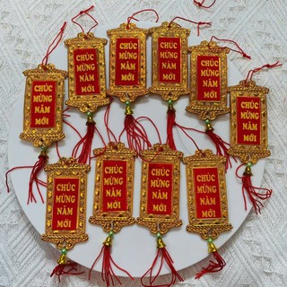 Set Khánh Liễng Treo Tết 2026 – Dây Treo Nhung Đỏ Trang Trí Cành Mai, Cành Đào May Mắn