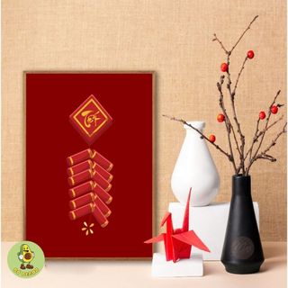 Tranh Canvas Treo Tường Chủ Đề Ngày Tết, Bánh Trưng, Pháo Tết, Cây Quất BH219 - Đồ Decor Tết Cho Quán Nước, Nhà Hàng