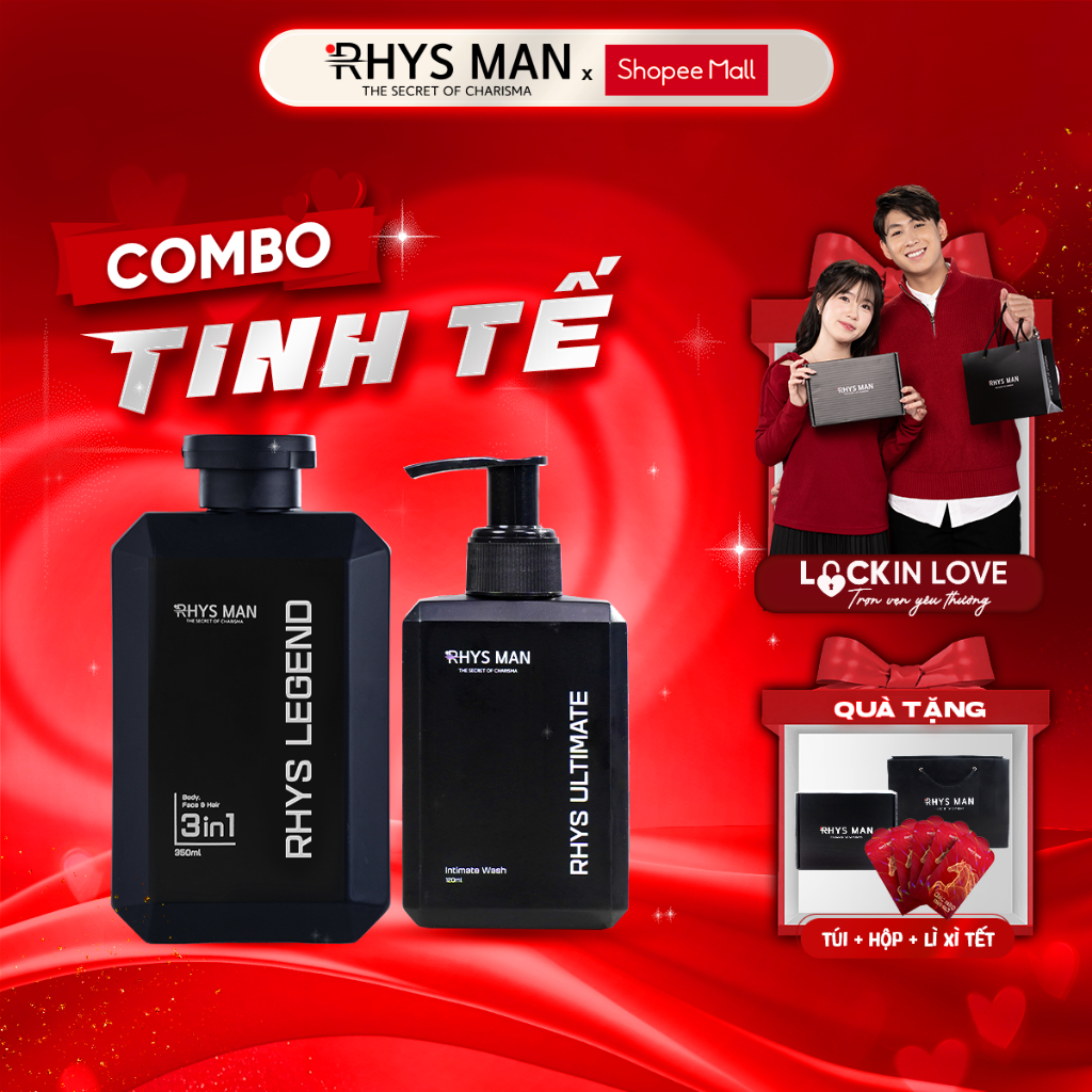 Combo Sữa tắm gội nam 3in1 350ml & Dung dịch vệ sinh nam 120ml RHYS MAN