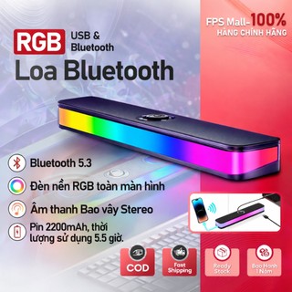RGB Loa Bluetooth Máy Tính Gaming Để Bàn Âm Thanh Chất Lượng, Bass Mạnh, Đèn RGB Nhạy Theo Nhạc, Pin 4-8 Giờ