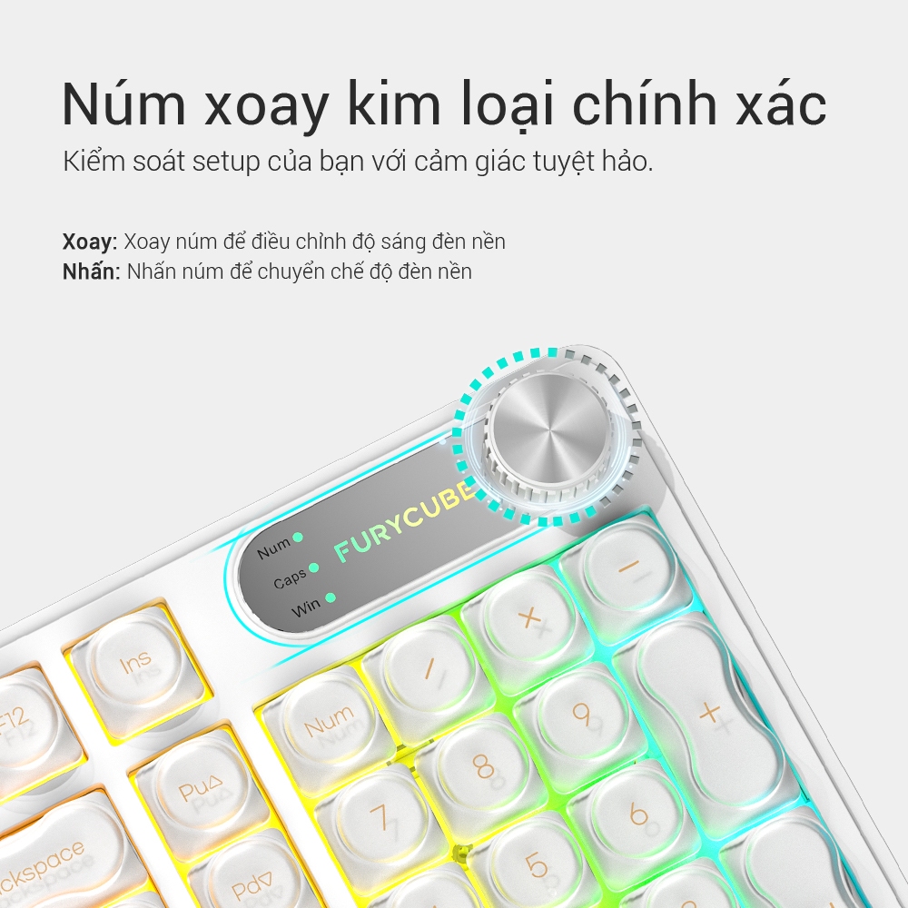 Bàn Phím Có Dây FURYCUBE IP98, LED RGB Keyboard, Gõ Êm Chống Ồn Cho Win/ MacOS, Văn Phòng Có / Game | BigBuy360 - bigbuy360.vn