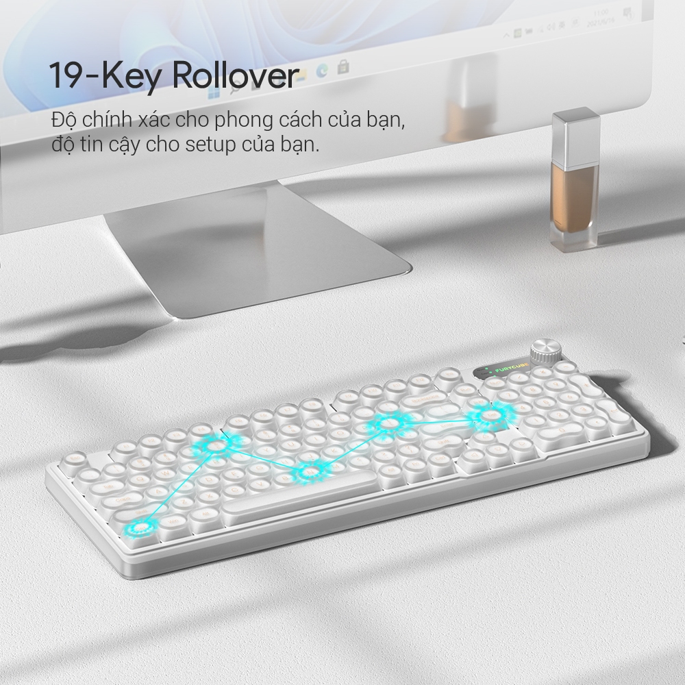 Bàn Phím Có Dây FURYCUBE IP98, LED RGB Keyboard, Gõ Êm Chống Ồn Cho Win/ MacOS, Văn Phòng Có / Game | BigBuy360 - bigbuy360.vn