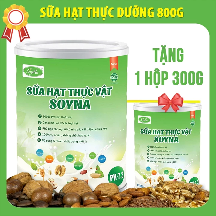 Sữa Hạt Thực Dưỡng SoyNa 800g (MẪU MỚI 2026) chính hãng tặng kèm 1 hộp Sữa Hạt 300g