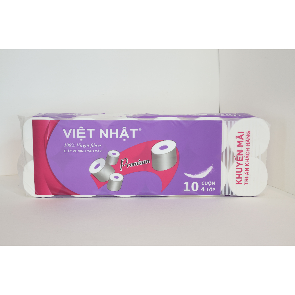 [TẶNG 2 CUỘN] COMBO 2 Giấy Vệ Sinh Việt Nhật Bóng Cao Cấp 10 Cuộn 4 Lớp, Không Lõi/ Có Lõi Mềm Mịn, Tan Nhanh