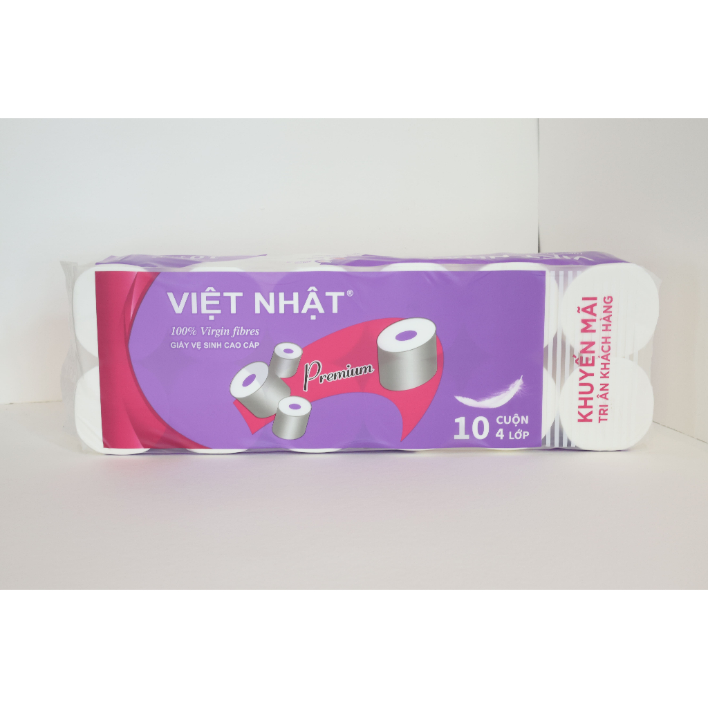 [TẶNG 2 CUỘN] Giấy Vệ Sinh Việt Nhật Bóng Cao Cấp 10 Cuộn 4 Lớp, Không Lõi/ Có Lõi Mềm Mịn, Tan Nhanh, Chất Lượng