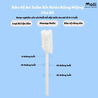 Hộp 30 que gạc tưa lưỡi cho bé Molli tiệt trung an toàn