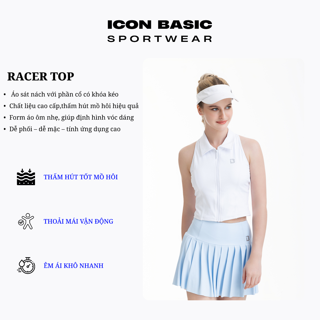RACER TOP áo ba lỗ kéo khóa thể thao năng động - ICON BASIC Sportwear