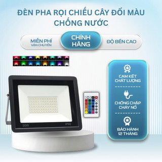 Đèn Chiếu Cây, Đèn Pha Rọi Chiếu Cây Đổi Màu Chống Nước Ngoài Trời Có Điều Khiển & Tản Nhiệt 30-100W