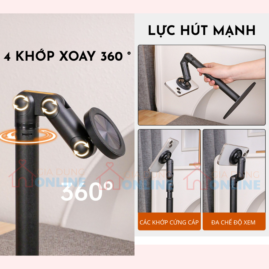 Giá đỡ điện thoại/tablet xoay 360 đầu nam châm hút lưng điều chỉnh chiều cao K82/K83
