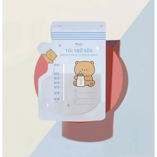Hộp 30 túi trữ sữa Molli 3 size 100ml 150ml 200ml 250ml hình thú xinh xắn cho bé pullkids