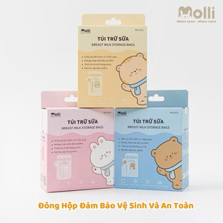 Hộp 30 túi trữ sữa Molli 3 size 100ml 150ml 200ml 250ml hình thú xinh xắn cho bé pullkids