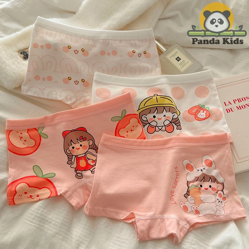 [Peinn] Combo 4 quần chíp đùi bé gái, đồ lót trẻ em cotton thoáng mát hình ngộ nghĩnh dễ thương